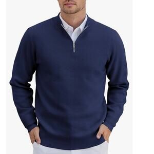 NWT Men’s COOFANDY Quarter Zip Sweater in Navy SZ S